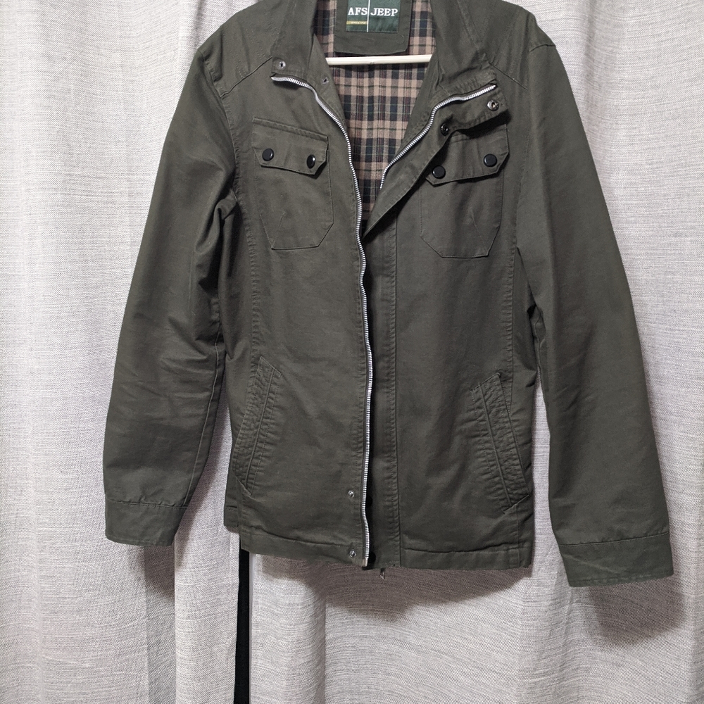 Green jacket with inner flannel